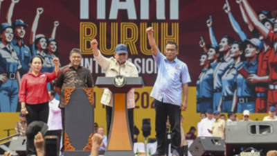 Presiden Prabowo pada pelaksanaan May day 2026