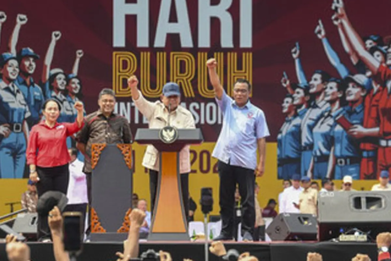 Presiden Prabowo pada pelaksanaan May day 2026